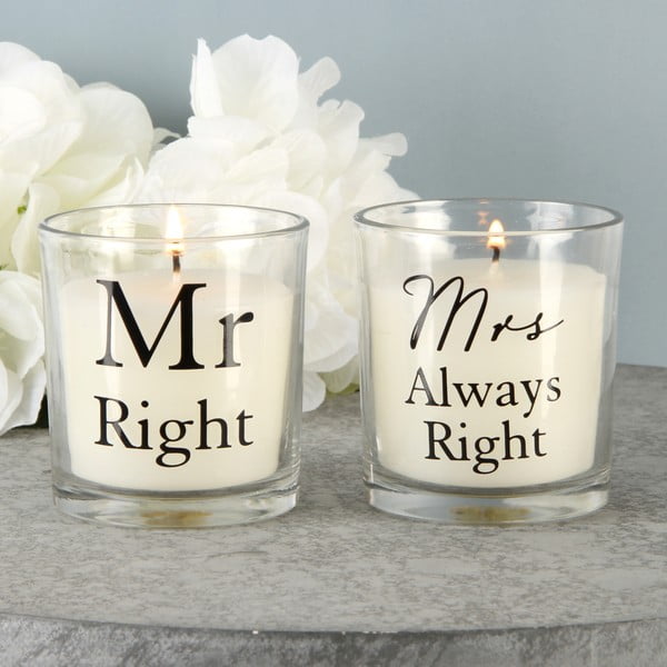 Zestaw 2 świeczek o zapachu bawełny Amore Mr. Right and Mrs. Always Right, 18 h palenia