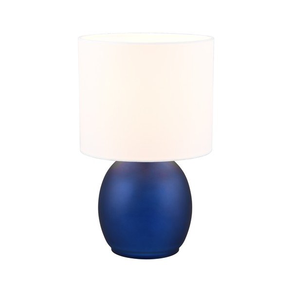 Biało-niebieska lampa stołowa z tekstylnym kloszem (wys. 29 cm) Vela – Trio-image-2