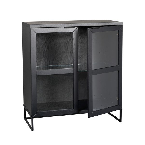 Czarna witryna z litego drewna dębowego 95x105 cm Everett – Rowico-image-1