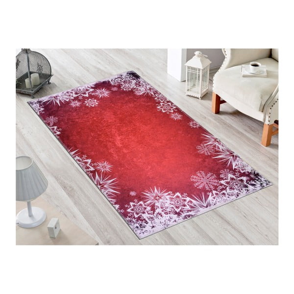 Czerwono-biały dywan Vitaus Snowflakes, 80x120 cm