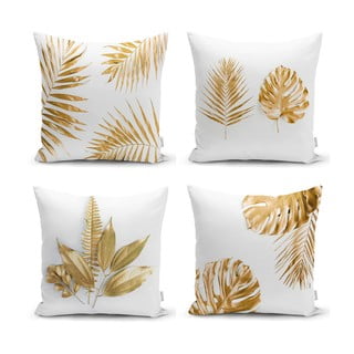 Zestaw 4 poszewek na poduszki Minimalist Cushion Covers Gold Leaves Modern, 45x45 cm