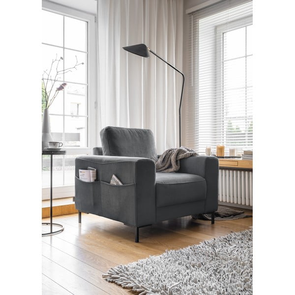 Ciemnoszary sztruksowy fotel Lofty Lilly – Miuform-image-2