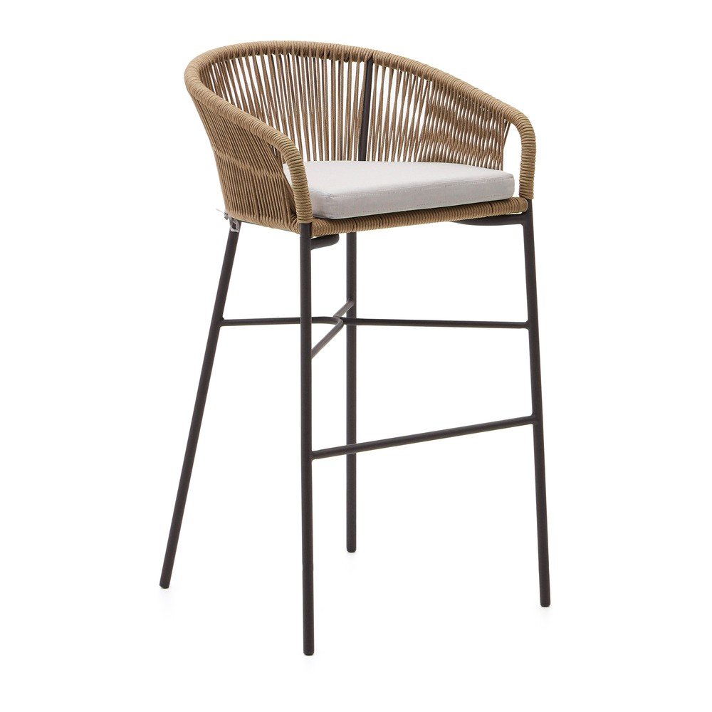 Metalowy/tapicerowany hoker ogrodowy w naturalnym kolorze Yanet – Kave Home