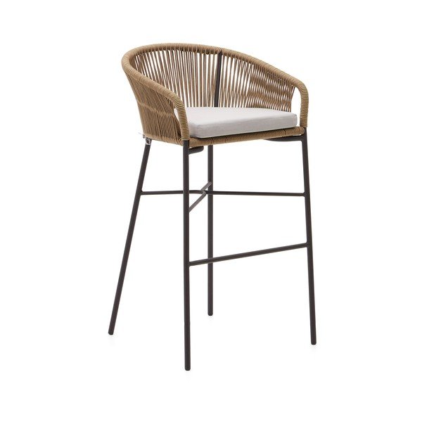 Metalowy/tapicerowany hoker ogrodowy w naturalnym kolorze Yanet – Kave Home