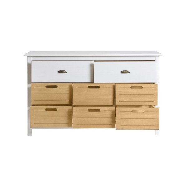 Biała komoda z litego drewna sosnowego z 8 szufladami Marckeric Ibiza-image-3