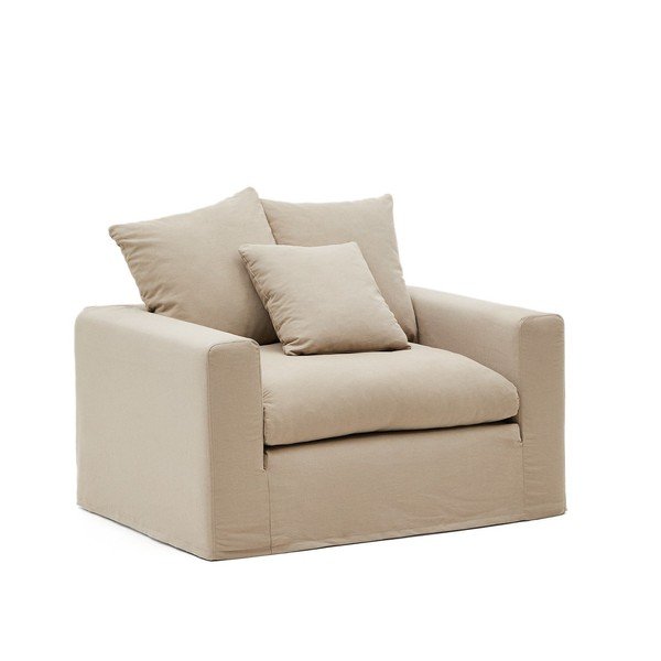 Beżowy lniany fotel Nora – Kave Home