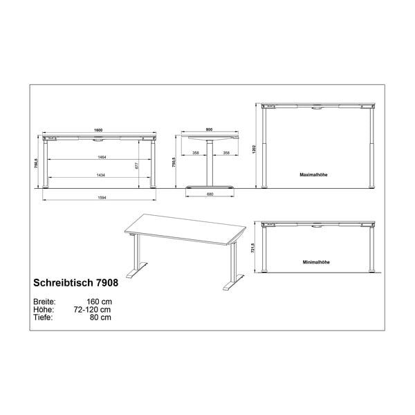 Biurko z elektryczną regulacją wysokości 80x160 cm Agenda – Germania-image-4