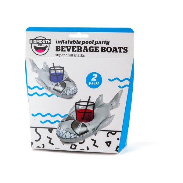 Zestaw 2 dmuchanych kół na napoje w kształcie rekinów Big Mouth Inc.-image-3