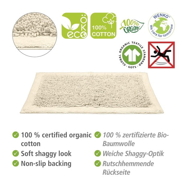 Kremowy tekstylny dywanik łazienkowy 60x90 cm Sidyma – Wenko-image-3