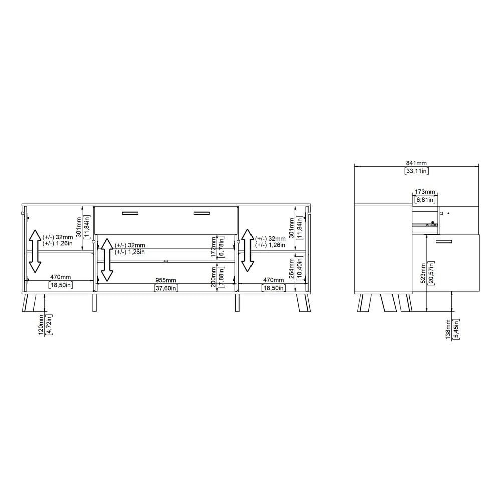 Biało-naturalna komoda w dekorze dębu 196x73x39 cm Ikast – Tvilum (zdjęcie 3)