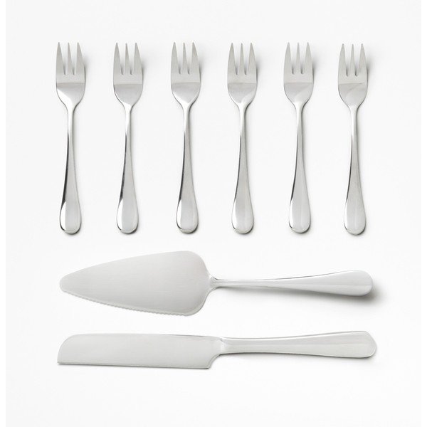 Widelczyki deserowe w biało-srebrnym kolorze ze stali nierdzewnej zestaw The Essentials Cake Tools – Printworks