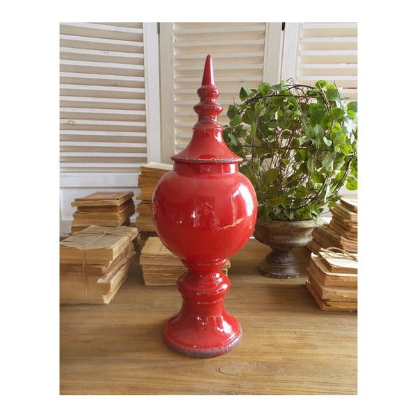 Czerwone wazon ceramiczny z pokrywką Orchidea Milano, 49 cm