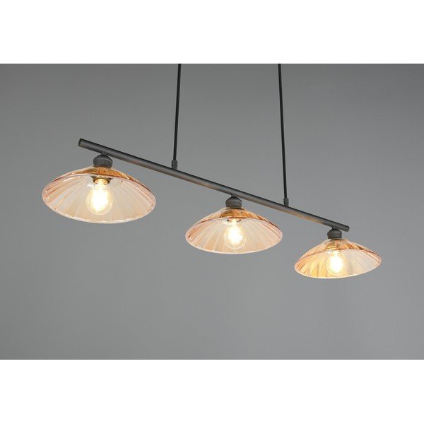 Czarna/w bursztynowym kolorze metalowa lampa wisząca ze szklanym kloszem Eluna – Reality-image-2