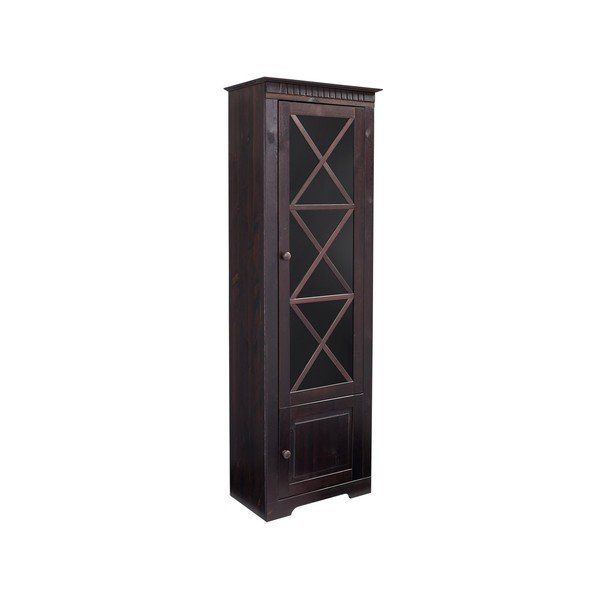 Ciemnobrązowa witryna z litego drewna sosnowego 180x35 cm Lisa – Støraa-image-1