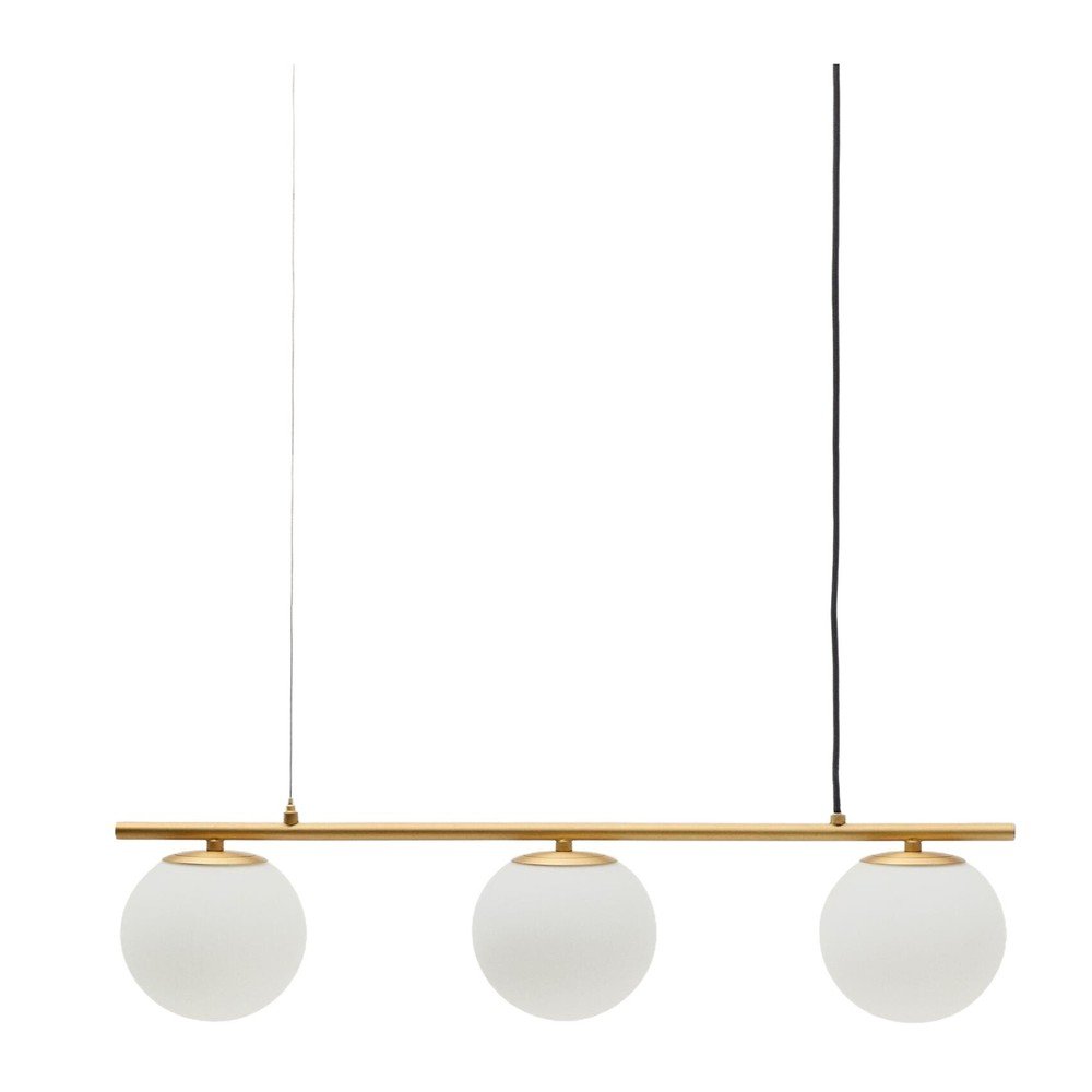 Biała/w kolorze złota metalowa lampa wisząca ze szklanym kloszem Brisia – Kave Home