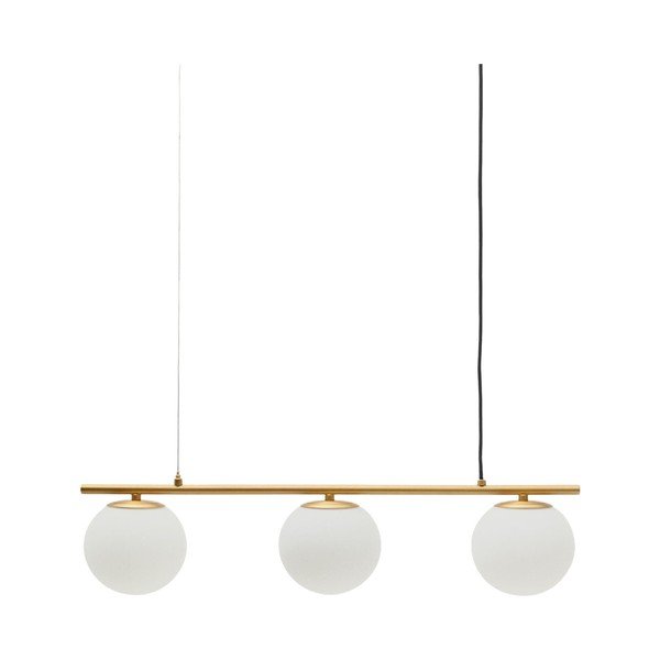 Biała/w kolorze złota metalowa lampa wisząca ze szklanym kloszem Brisia – Kave Home