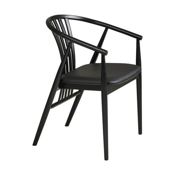 Czarne krzesło z podłokietnikami z litego drewna bukowego Agustin – House Nordic-image-3