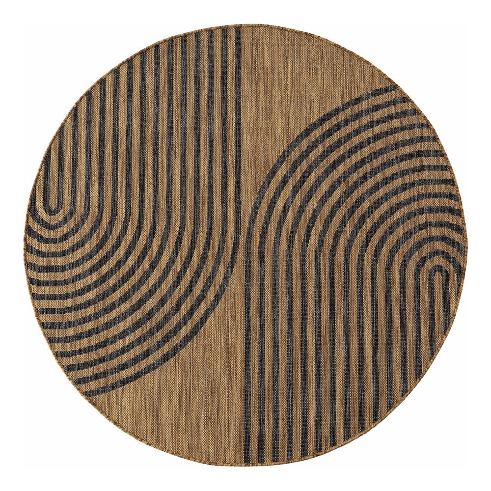 Czarny/brązowy okrągły dywan odpowiedni na zewnątrz ø 80 cm Mira 1453 – Ayyildiz Carpets