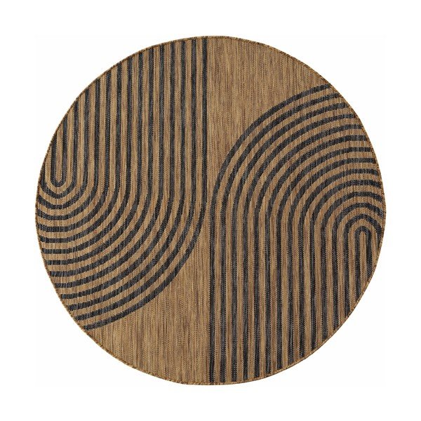 Czarny/brązowy okrągły dywan odpowiedni na zewnątrz ø 160 cm Mira 1453 – Ayyildiz Carpets
