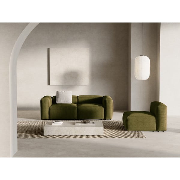 Zielona sztruksowa sofa 224 cm Bergamo – Cosmopolitan Design-image-1
