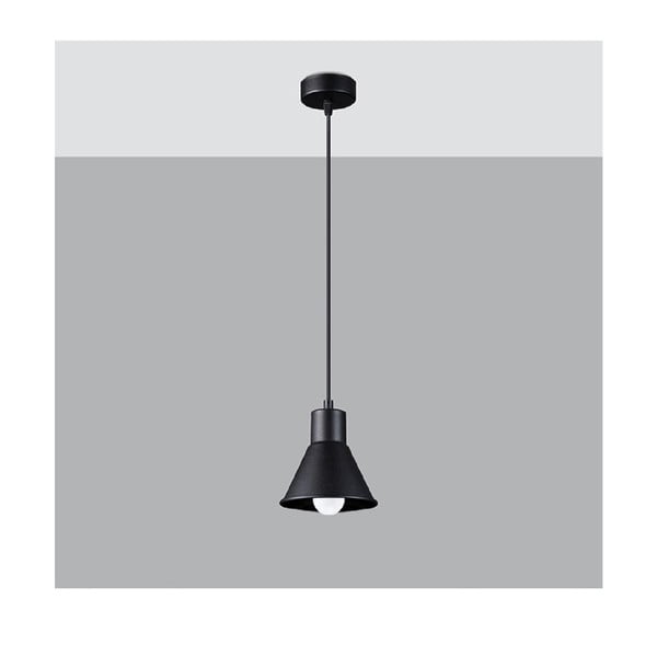 Czarna lampa wisząca z metalowym kloszem 14x14 cm Martina – Sollux-image-1