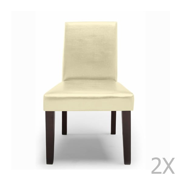 Zestaw 2 kremowych krzeseł skórzanych SOB
