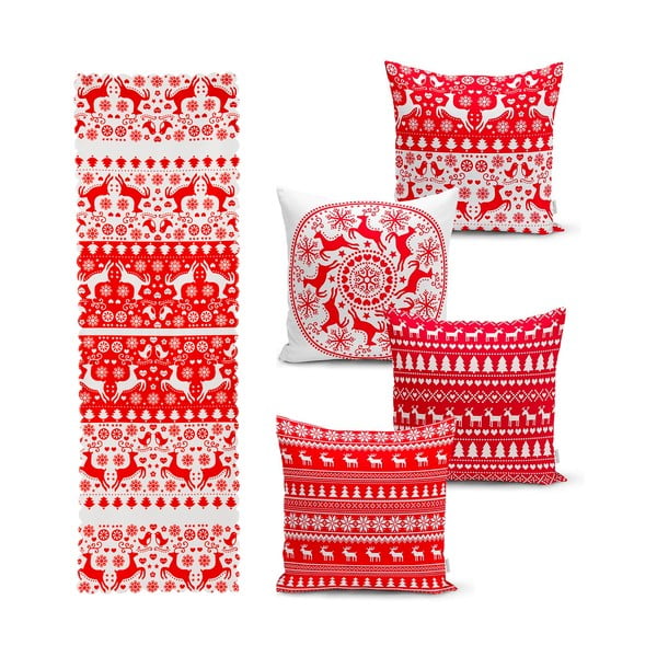 Zestaw 4 świątecznych poszewek na poduszki i bieżnika Minimalist Cushion Covers Christmas