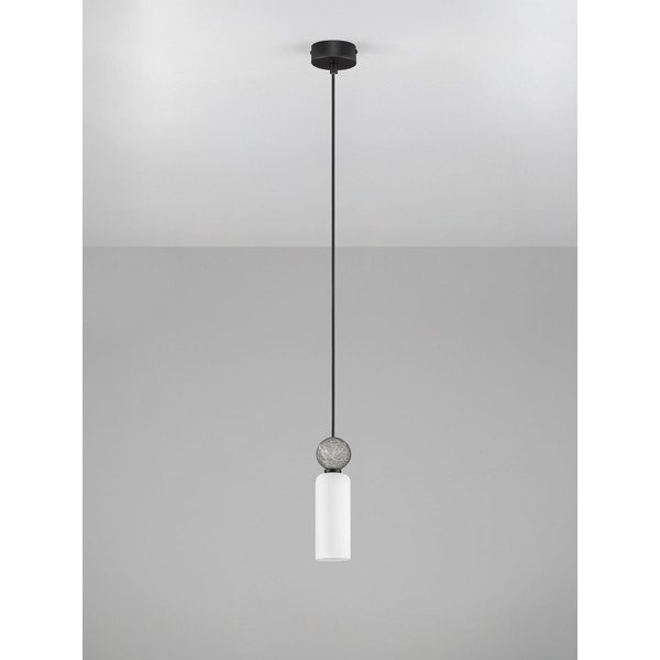 Kamienna lampa wisząca w kolorze matowej czerni ze szklanym kloszem ø 6 cm Filomena – Nova Luce-image-3