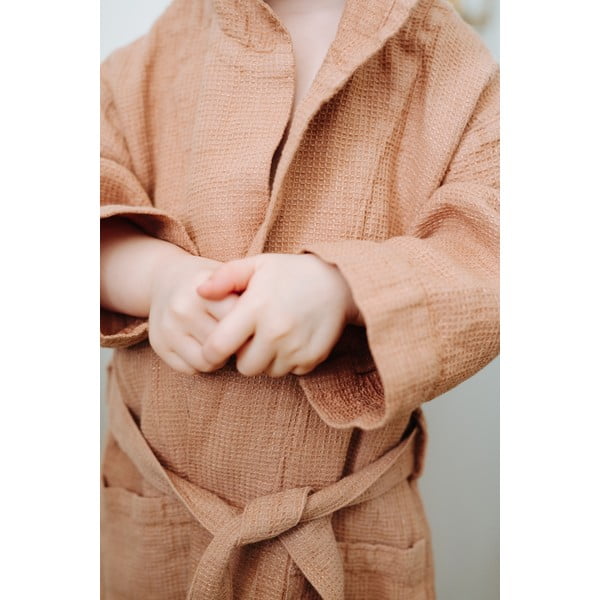 Dziecięcy pomarańczowy lniany szlafrok Linen Tales Nature, vel. 122-128-image-4