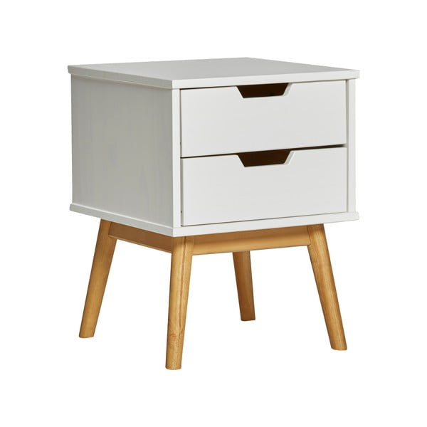 Biała szafka nocna z litego drewna sosnowego Marckeric Baku-image-3