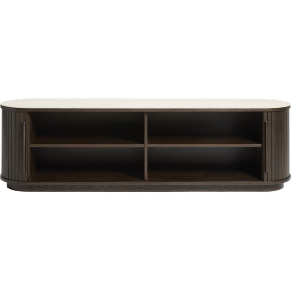 Szafka pod TV z ceramicznym blatem w ciemnym naturalnym kolorze 180x50x40 cm Enna – Unique Furniture-image-1