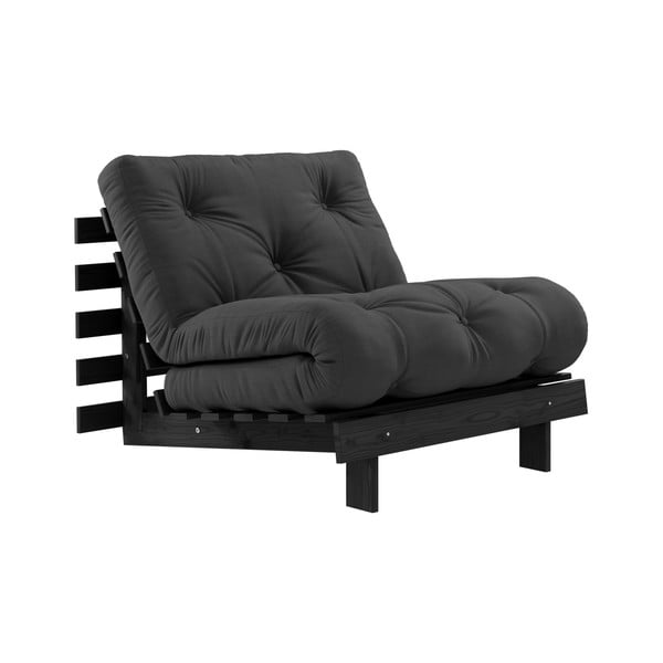 Fotel rozkładany z ciemnoszarym obiciem Karup Design Roots Black/Dark Grey