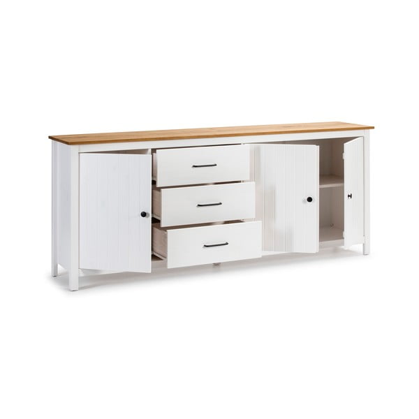 Biała niska komoda z litego drewna sosnowego 190x80 cm Miranda – Marckeric-image-4
