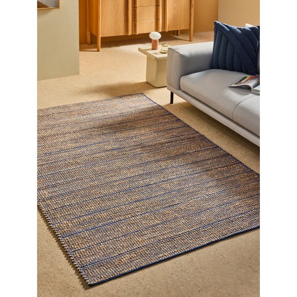 Niebieski dywan z mieszanki juty tkany ręcznie 120x170 cm Hurley – MADE-image-1