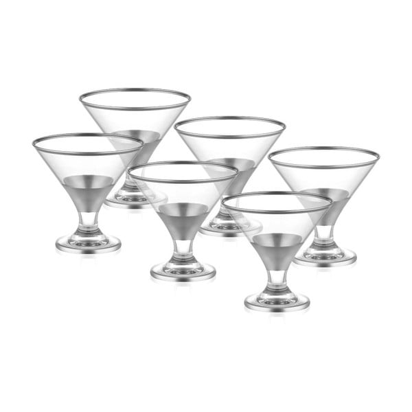 Zestaw 6 pucharków szklanych w srebrnym dekorze The Mia Glam