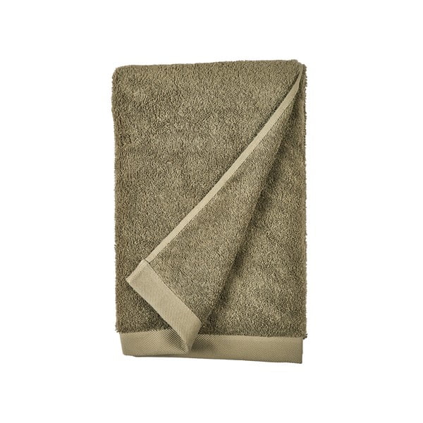 Oliwkowy ręcznik kąpielowy z bawełny frotte Södahl, 140x70 cm