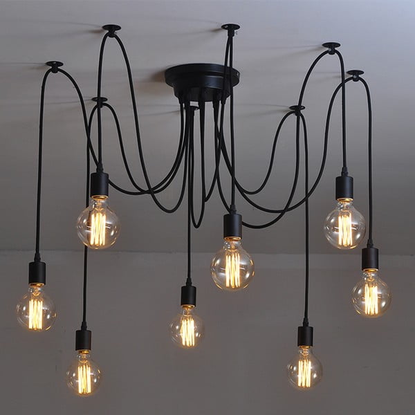 Czarna lampa wisząca Deveron, 8 żarówek-image-3