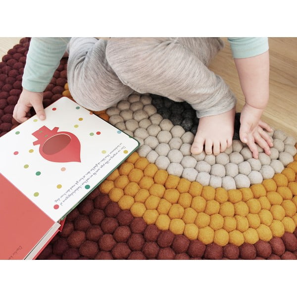 Dziecięcy wełniany dywan kulkowy Wooldot Ball Rugs Rainbow Red-image-4