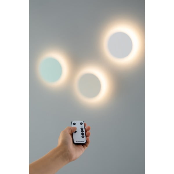 Jasnożółty kinkiet LED z timerem i zdalnym sterowaniem na USB ø 19 cm Dot – Remember-image-4