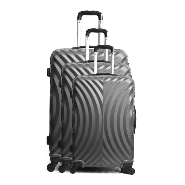 Zestaw 3 szarych walizek podróżnych na kółkach Hero Lagos