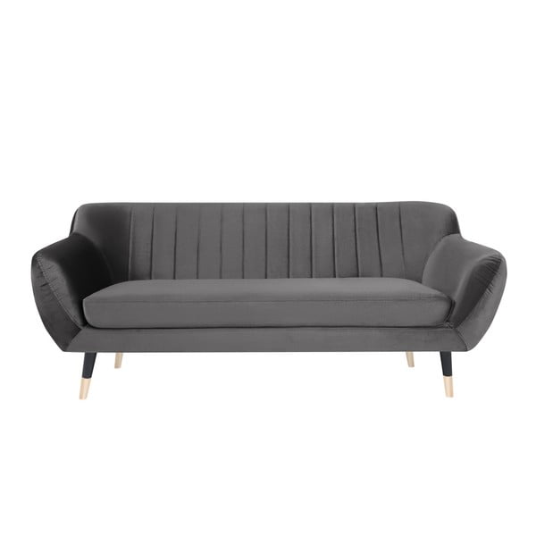Szara sofa z czarnymi nogami Mazzini Sofas Benito, 188 cm