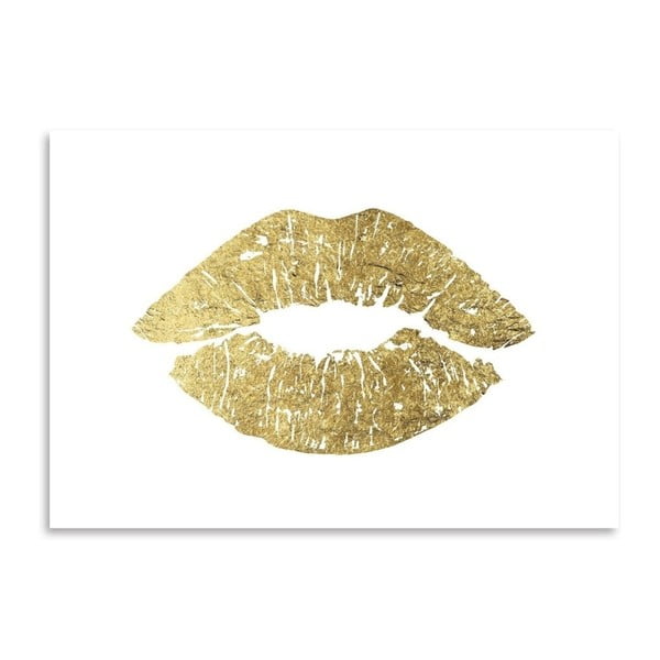Plakat Americanflat Lips in Gold, 30x42 cm
