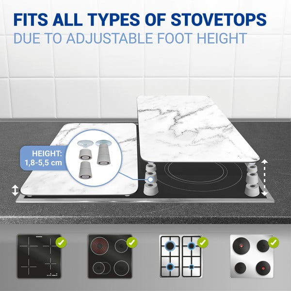 Komplet 2 szklanych osłonek na kuchenkę Wenko Marble, 52x30 cm-image-4