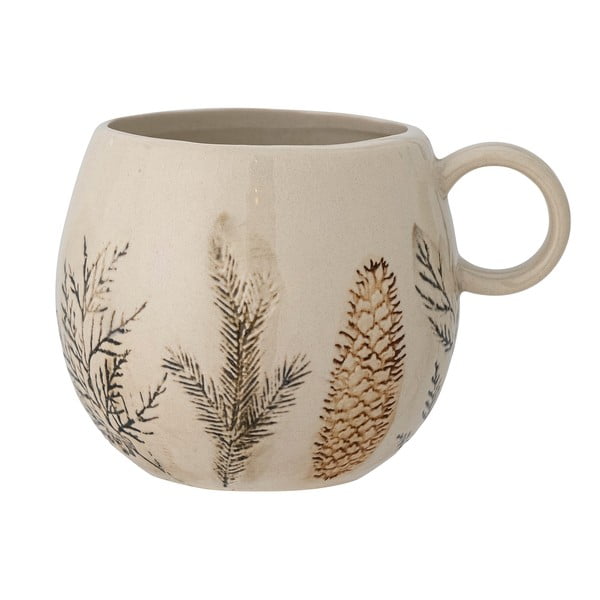 Beżowy kamionkowy kubek ze świątecznym motywem 450 ml Hollie – Bloomingville