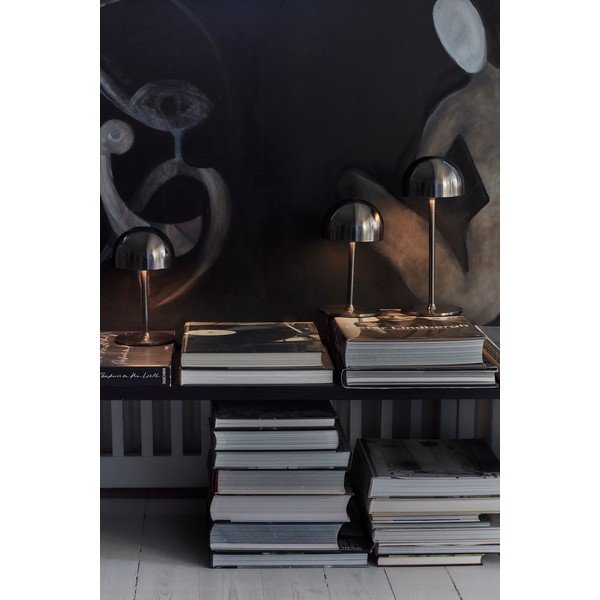 Ciemnoszara lampa stołowa LED ze zdalnym sterowaniem i metalowym kloszem (wysokość 22 cm) Tim – Sirius-image-1