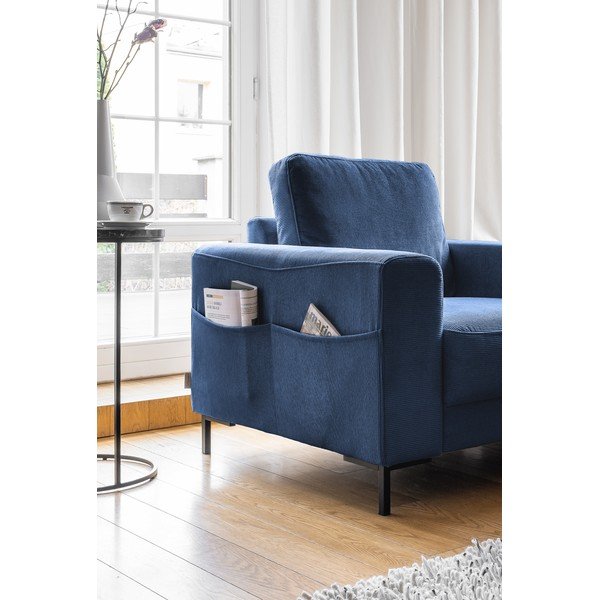 Ciemnoniebieski sztruksowy fotel Lofty Lilly – Miuform-image-3