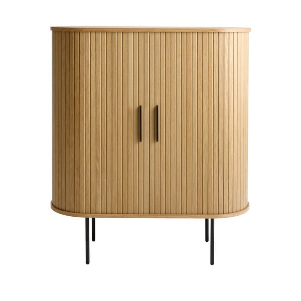 Szafka na wino w dekorze dębu z drzwiami przesuwnymi w naturalnym kolorze 100x118x40 cm Nola – Unique Furniture