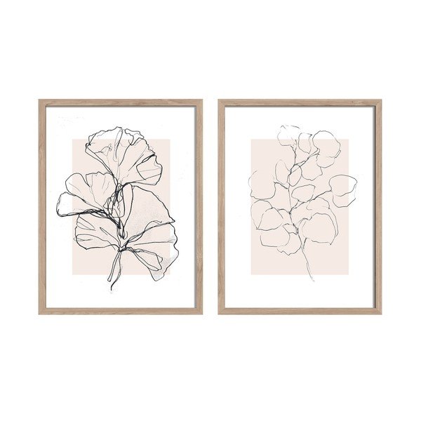 Obrazy zestaw 2 szt. drukowane z ramą w zestawie 30x40 cm Floral Set – Styler