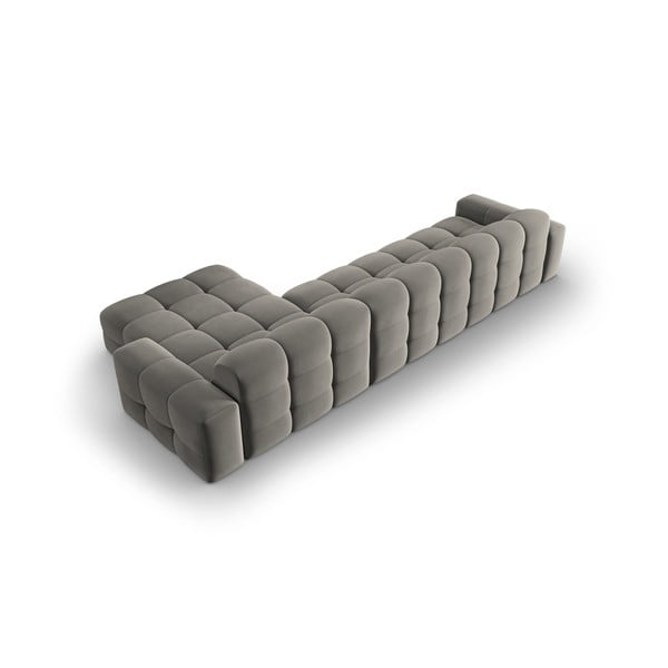 Szary aksamitny narożnik (prawostronny) Kendal – Micadoni Home-image-4