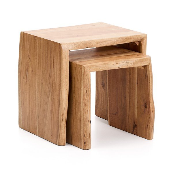Stoliki z litego drewna akacjowego zestaw 2 szt. 40x50 cm Lomiri – Kave Home-image-2